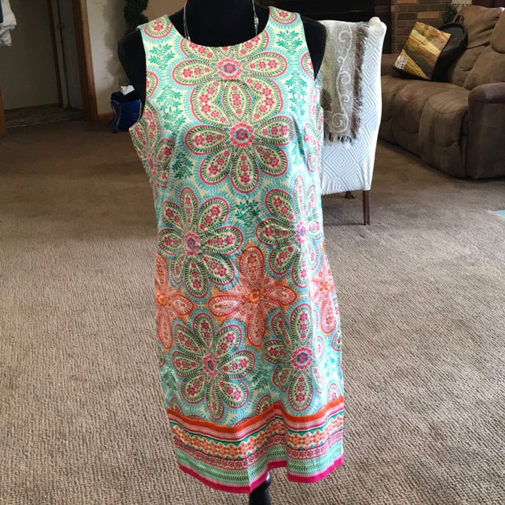 London times sleeveless multicolor dress